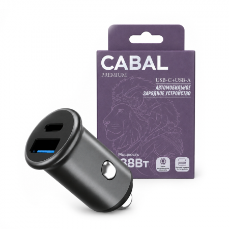 Автомобильное зарядное устройство Cabal Premium CP-CCH-383 38W PD + QC3.0 черная