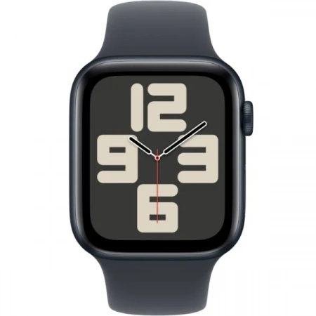 Умные часы Apple Watch SE 2024, 44 мм, корпус из алюминия цвета «полуночный черный», спортивный ремешок цвета «полуночный черный» SM (MXEJ3) - фото 2