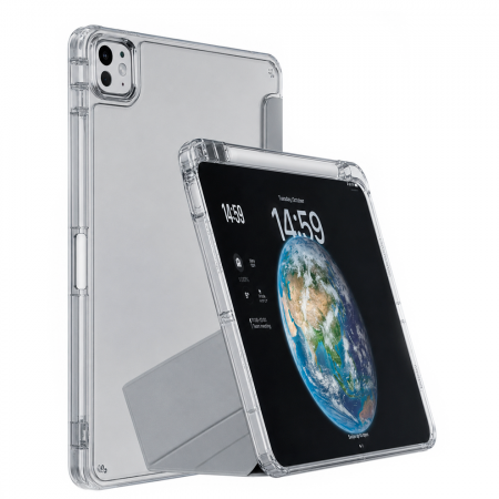 Чехол-книжка Mosbros Clear-Pro совместимая с iPad Air 13' (2024/2025/2026) серая