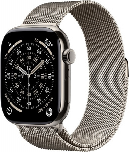 Applre Watch (MFD04) Series 11 46mm Natural Ti (M/L) CEL (серебристый/мил.плетение)