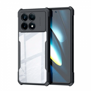 Противоударная накладка Xundd совместимая с ПОКО F6 Pro прозрачная с черными бортами