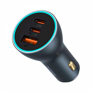 Автомобильное зарядное устройство Baseus (USB/2 Type-c) 65w металл серый