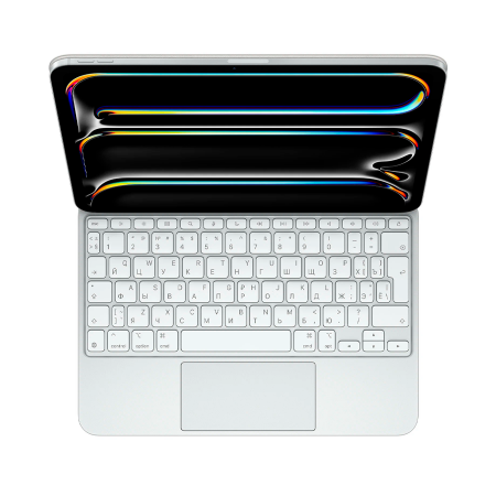 Чехол-клавиатура Apple Magic Keyboard Touchpad (MWR03 ) совместимая с iPad Pro 11" (2024/2025) (русская гравировка) White (белая)