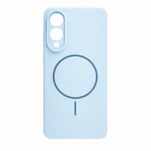 Накладка Silicone Case с MagSafe совместимая с Samsung S25 Edge голубая