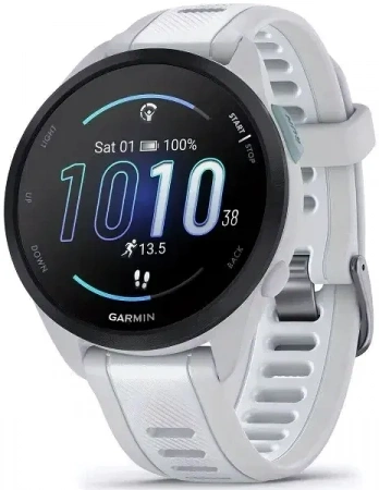 Умные часы Garmin Forerunner 165 AMOLED черные с белым ремешком (010-02863-AD) (Тайвань)