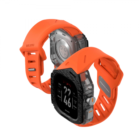Карбоновый кейс с ремешком Aulumu A01 совместимый с Apple Watch Ultra 49mm черный/оранжевый - фото 5