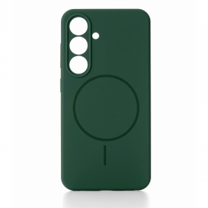 Накладка Silicone Case с MagSafe совместимая с Samsung S25 Plus/S24 Plus зеленая