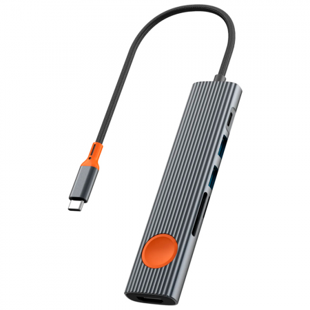 USB-концентратор WIWU Travel 7 in 1 USB-C Hub (Wi-HB007) Grey (серый) - фото 2
