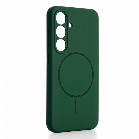 Накладка Silicone Case с MagSafe совместимая с Samsung S25 Plus/S24 Plus зеленая - фото 2