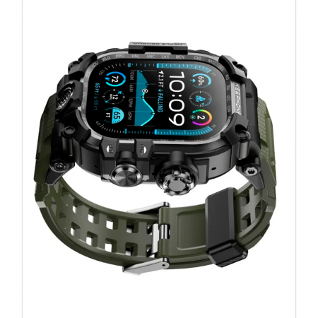 Противоударный кейс с ремешком Keephone Bassion совместимый с Apple Watch Ultra 49mm черный/зеленый - фото 2