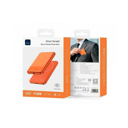 Внешний аккумулятор Wiwu Silver Seraph с MagSafe 5000mAh 20W оранжевый ССС - фото 4
