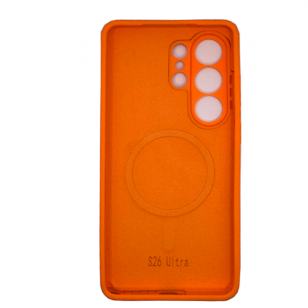 Накладка Silicone Case c MagSafe совместимая с Samsung S26 Ultra (SC) оранжевая - фото 2