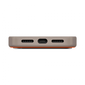Кожаная накладка Uniq Lyden с Magsafe совместимая с 17 Pro оранжевая