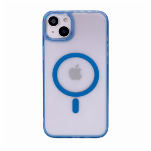 Пластиковая накладка WIWU Crystal Case MagSafe совместимая с iPhone 14 Plus синий кант