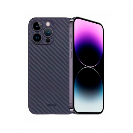 Пластиковая накладка KZDOO AIR CARBON совместимая с iPhone 14 Pro фиолетовая