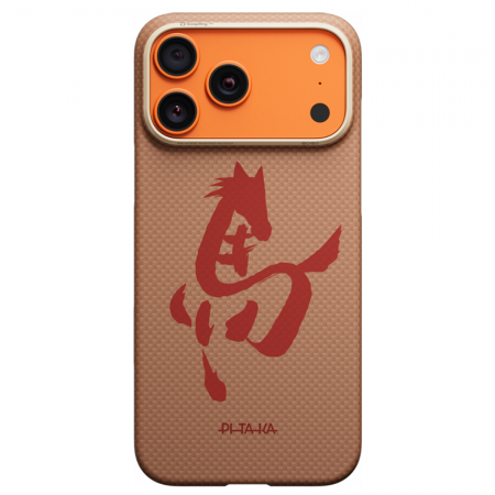 Кевларовая накладка Pitaka Ultra-Slim Case (Ink Horse Painting Edge) совместимая с iPhone 17 Pro золотая/для розницы 003