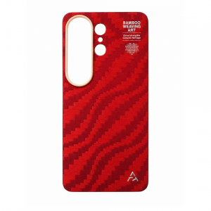 Кевларовая накладка Alrlty Bamboo с MagSafe совместимая с Samsung Galaxy S26 Ultra красная