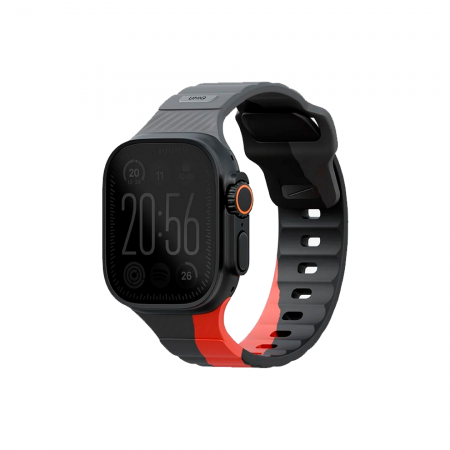 Ремешок Uniq Stride совместимый с Apple Watch (44/45/46/49 mm) каучуковый черный/красный - фото 2
