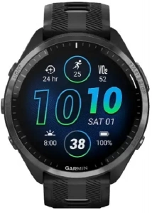Умные часы Garmin Forerunner 965 AMOLED Black Carbon Gray DLC Titanium Bezel (Черный/черный ремешок) (010-02809-A0)