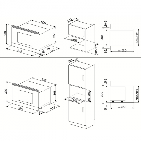 Встраиваемая микроволновая печь SMEG MP122B3, 23 л, цвет черный - фото 3