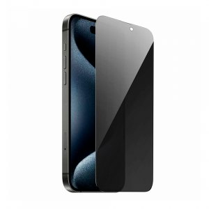 Конфидециальное защитное стекло Tempered Glass совместимое с iPhone 16/15  полноэкранное черное