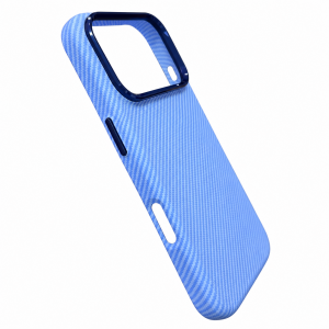 Пластиковая накладка FreeAir c MagSafe совместимая с iPhone 18 Pro/17 Pro под карбон голубая