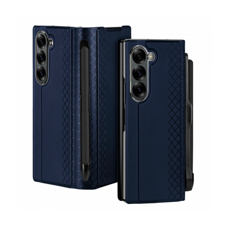 Чехол книжка+стилус Dux Ducis Bril series для Samsung Galaxy Z Fold 6 экокожа синяя - фото 2