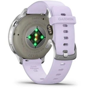 Умные часы Garmin Venu 4 41mm серебристый с сиреневым силиконовым ремешком (010-03013-41)