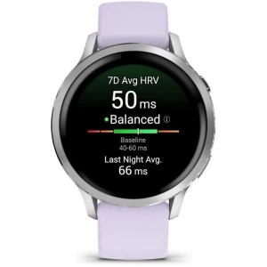 Умные часы Garmin Venu 4 41mm серебристый с сиреневым силиконовым ремешком (010-03013-41)