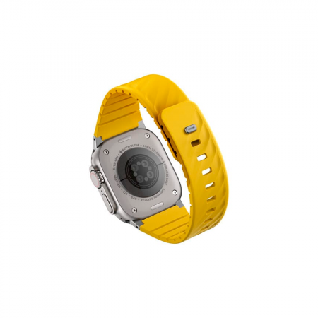 Ремешок UNIQ Fluo Magnetic+Pin совместимый с Apple Watch (40/41/42/44/45/49 mm) силиконовый желтый - фото 2