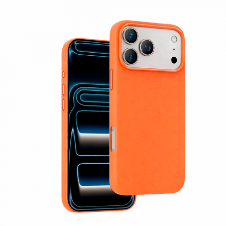 Накладка из эко-кожи Keephone Peekaboo с Magsafe совместимая с 18 Pro/17 Pro оранжевая