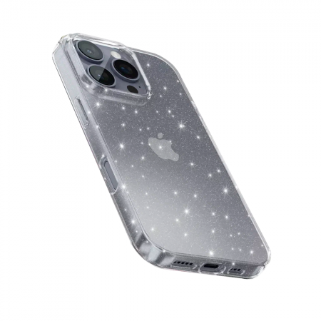 Пластиковая накладка Nice совместимая с iPhone 16 Pro прозрачная c блестками - фото 2
