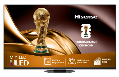 Телевизор Hisense 65" 65U8NQ (2024) Mini LED, ULED, 4K UltraHD, HDR, Wi-Fi, 144 Гц, VIDAA OS ЕАС (гарантия Hisense)