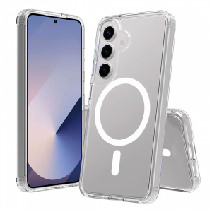 Пластиковая накладка Clear Case с MagSafe совместимая с Samsung S26 Plus прозрачная