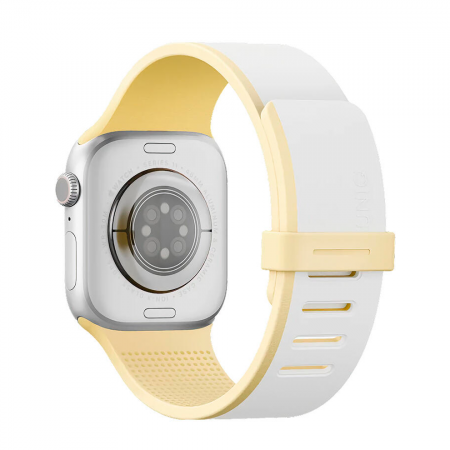 Ремешок UNIQ Revix IV совместимый с Apple Watch (42/41/40 mm) силикон с магнитными звеньями желтый/бежевый - фото 2