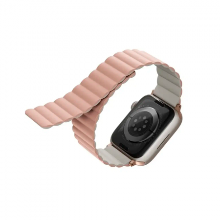 Ремешок UNIQ Revix Evo совместимый с Apple Watch (40/41/42 mm) силикон розовый/слоновая кость - фото 2