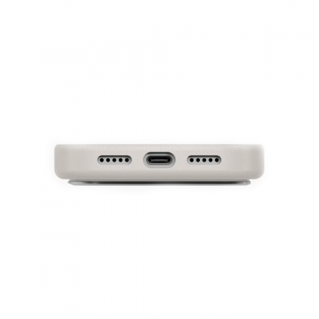 Кожаная накладка Uniq Lyden с Magsafe совместимая с 17 Pro бежевая - фото 4