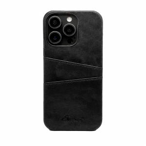 Накладка из эко-кожи Juteni с картхолдером совместимая с iPhone 15 Pro Max черная