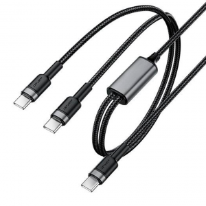 Кабель AceFast Type-C/2xType-C C22-02 нейлон 100W 1.2м черный