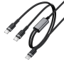 Кабель AceFast Type-C/2xType-C C22-02 нейлон 100W 1.2м черный