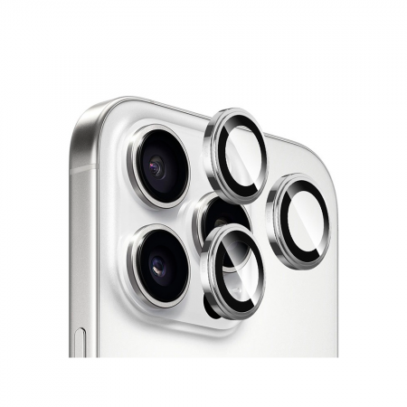 Защитное стекло на камеру совместимый с iPhone 16 Pro/16 Pro Max серебро