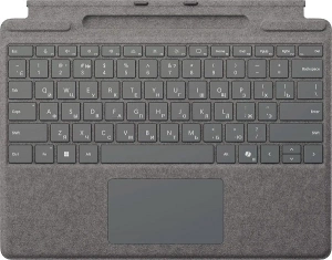 Чехол-клавиатура для Microsoft Surface Pro 13" 11th серый (отсек под стилус) (Ru гравировка)