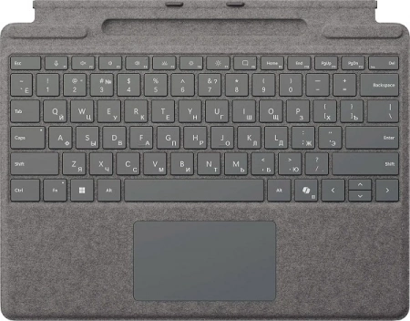 Чехол-клавиатура для Microsoft Surface Pro 13" 11th серый (отсек под стилус) (Ru гравировка)