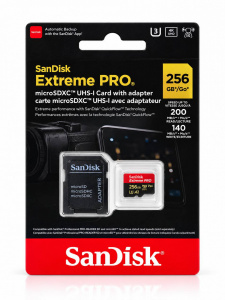 Карта памяти SanDisk Extreme Pro Micro SD 256GB U3 A2 V30 200/140MB/S с адаптером