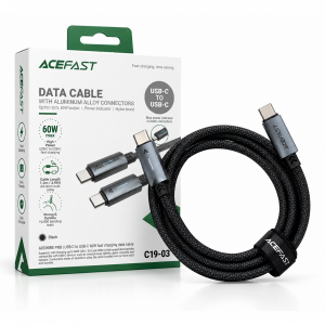 Кабель AceFast Type-C/Type-C C19-03 нейлон 60W 1.2м черный