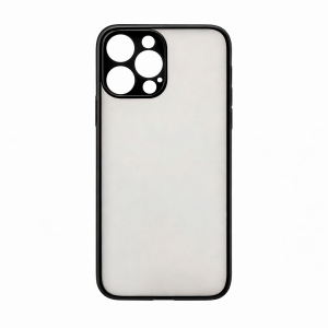 Пластиковая накладка NEW Skin совместимая с iPhone 15 Pro затемненная черный кант