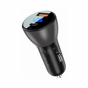 Автомобильное зарядное устройство Acefast B6 (USB-A/USB-C) with digital diaplay Transparent 63W