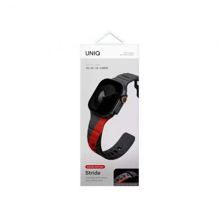 Ремешок Uniq Stride совместимый с Apple Watch (44/45/46/49 mm) каучуковый черный/красный - фото 4