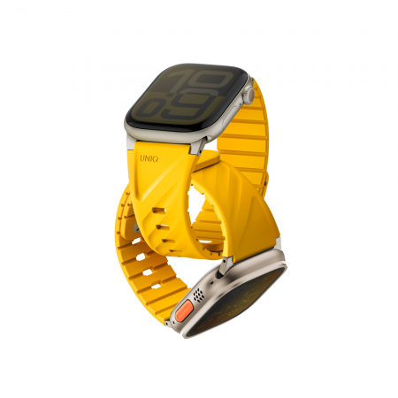Ремешок UNIQ Fluo Magnetic+Pin совместимый с Apple Watch (40/41/42/44/45/49 mm) силиконовый желтый