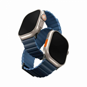 Ремешок Uniq Revix reversible Magnetic для Apple Watch (42/44/45/49 mm) силикон темно-синий (кожа)/синий (силикон)